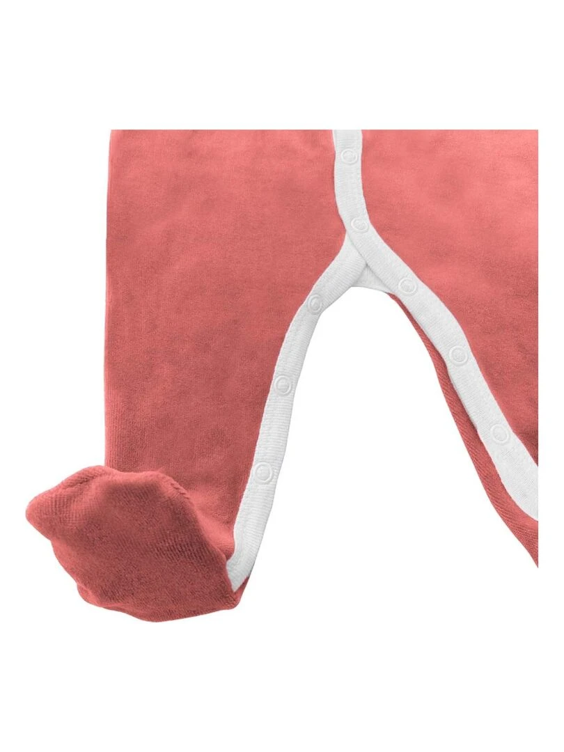 Pyjama velours   100% coton biologique   1 à 6 mois   Rose framboise