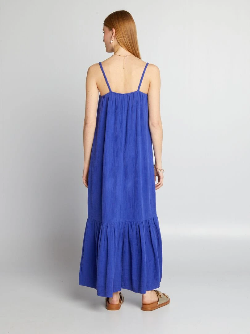 Robe longue à bretelles tressées   Bleu