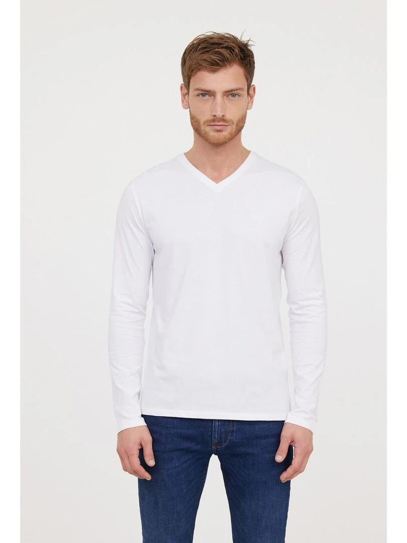 Lee Cooper T Shirt manches longues coton regular AJESSY Blanc