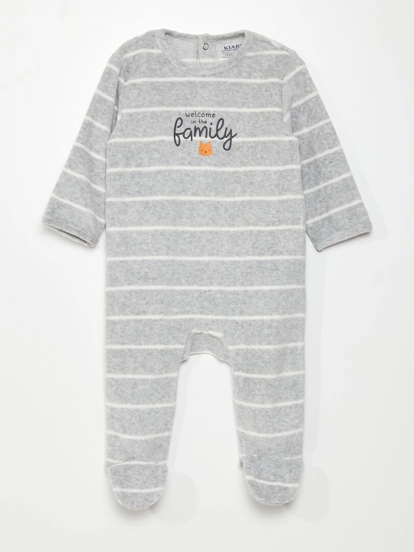Pyjama dors bien en velours Gris 'chat'