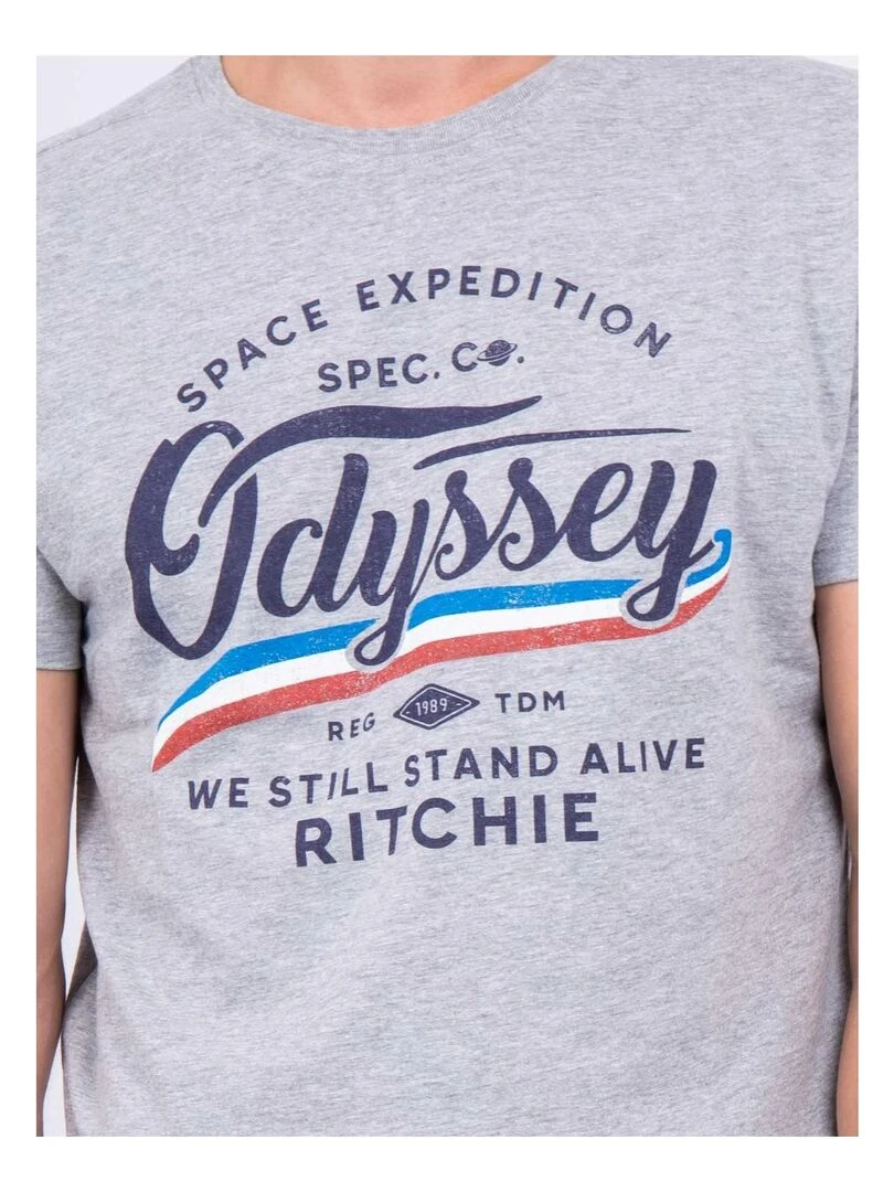 T shirt col rond pur coton JOUFAX   Gris