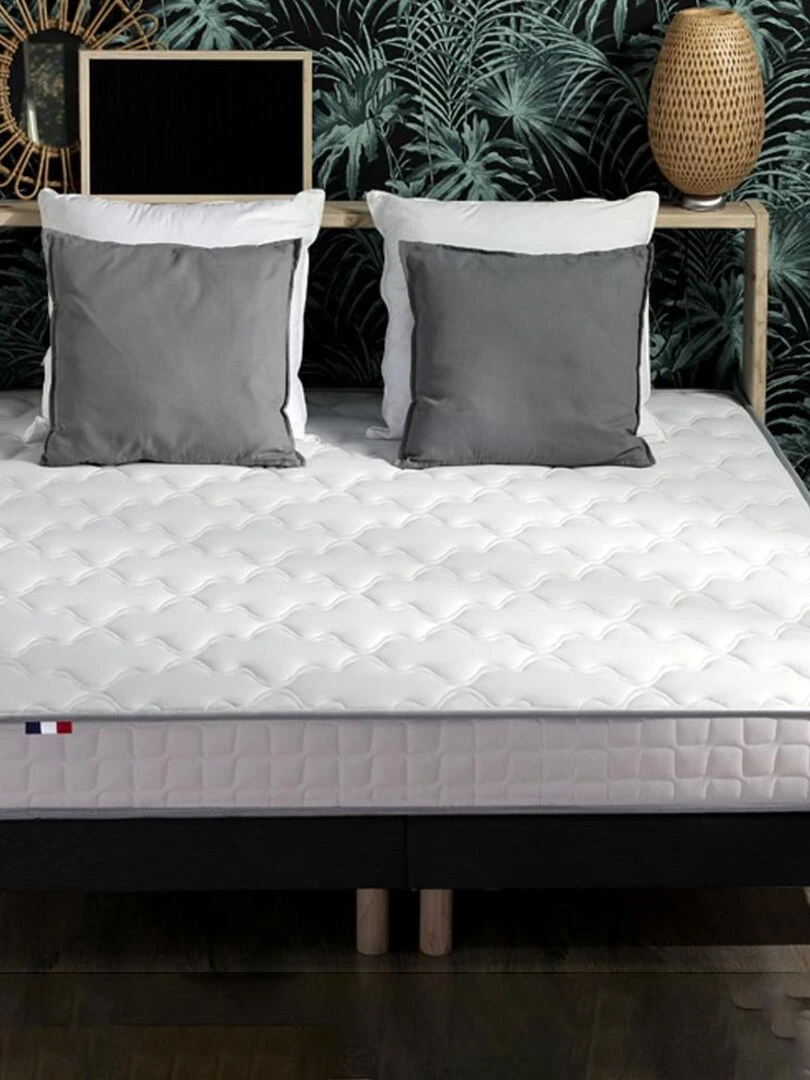 Ensemble Matelas 100% latex 3 zones PURE + Sommier Fabriqué en France   Sommier Noir   Noir Blanc