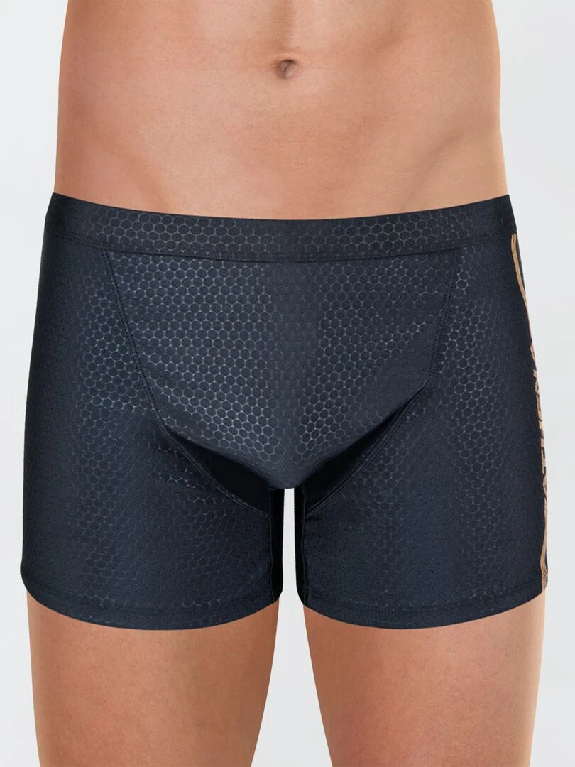 Boxer de bain effet alvéolé 'Athena'   Noir