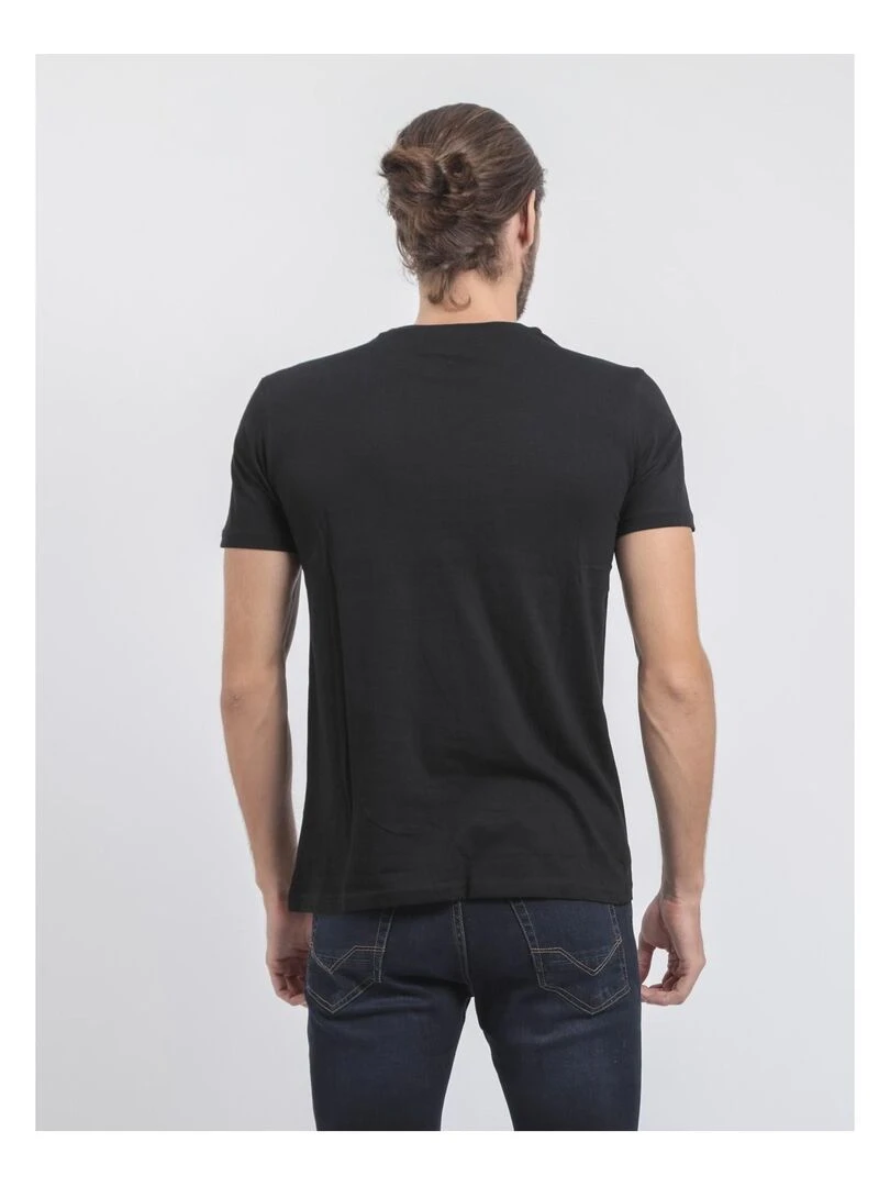 T shirt col rond pur coton JONAK Noir
