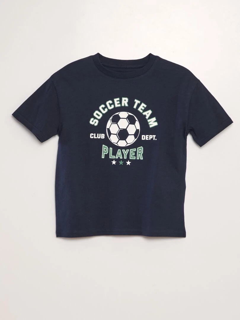 T shirt manches courtes 'Ballon de foot' Marine