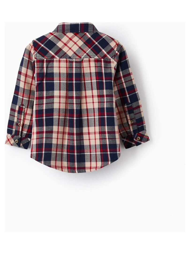 Chemise à carreaux en coton pour bébé garçon 'B&S' manches longues NOËL Bleu foncé