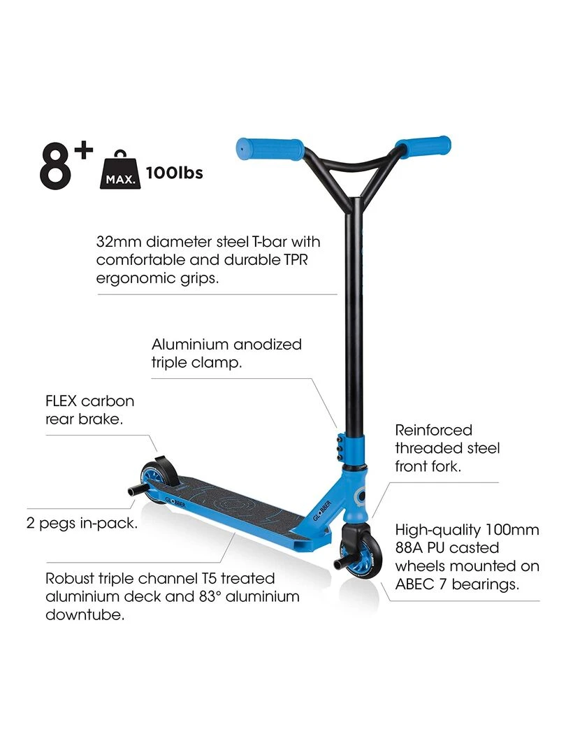 Globber Trottinette pour jeunes GS 540 bleue noire   N/A
