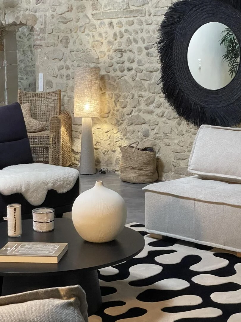 Lampadaire en lin épais   Beige