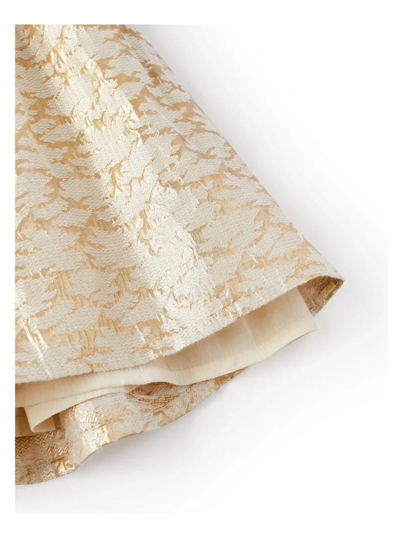 Robe avec fils Lurex et effets iridescents pour fille manches courtes CÉRÉMONIE   Beige