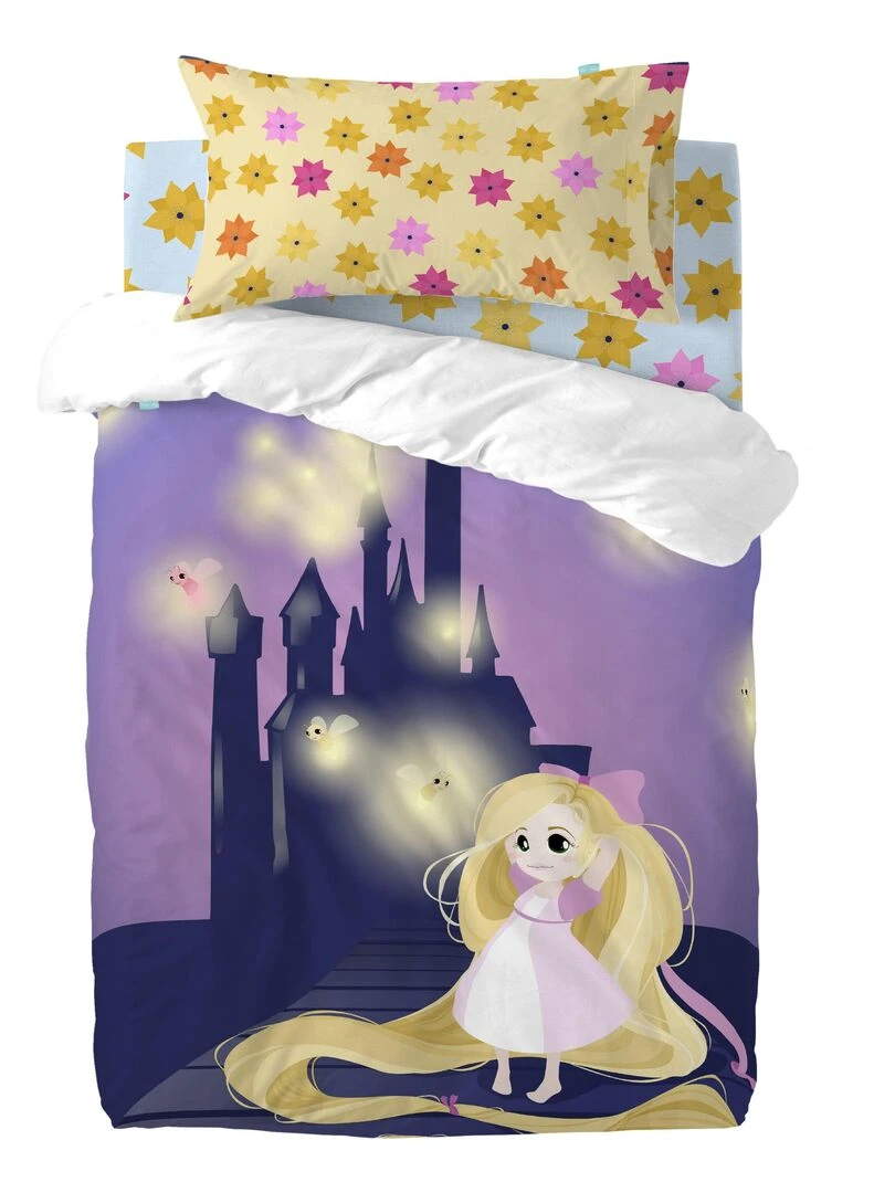 Parure housse de couette 2 pièces Long braid "Happyfriday"   Blanc