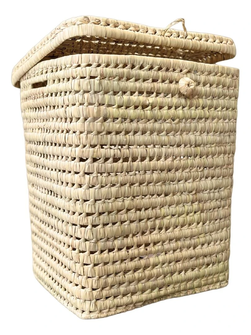 Panière à linge rectangle palmier Beige clair