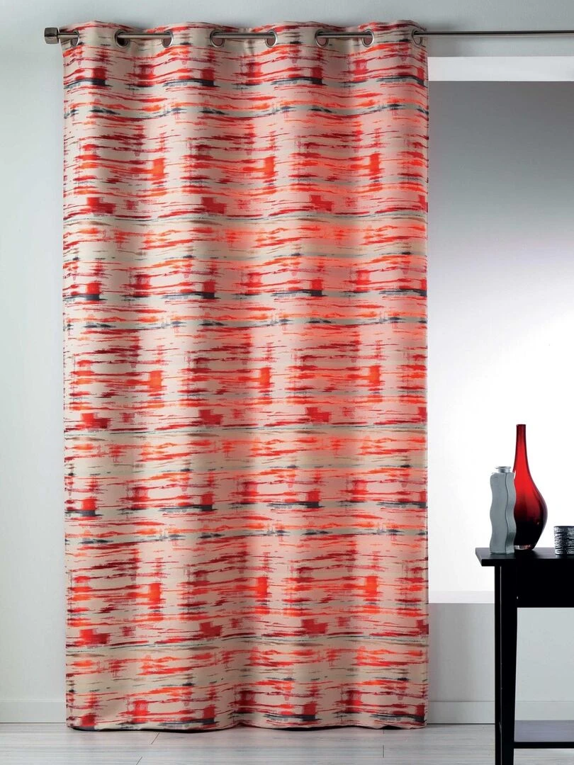 Rideau en Jacquard Bariolé Rouge brique