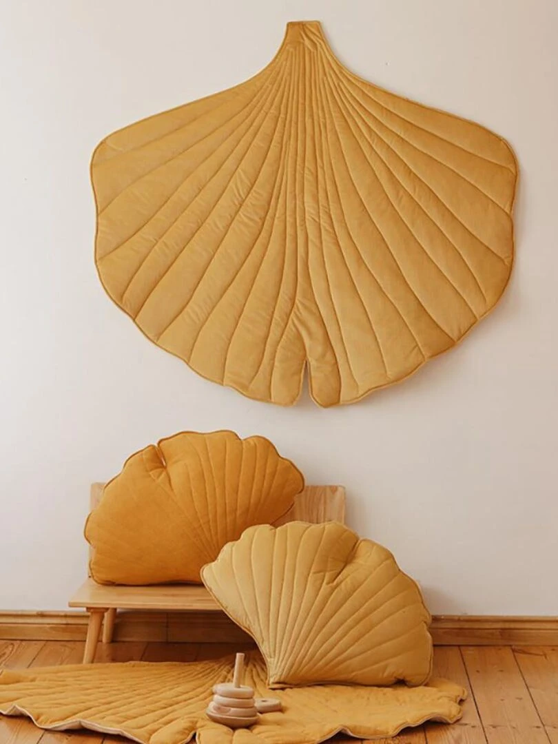 Tapis d'éveil feuille de Ginkgo velours Jaune foncé