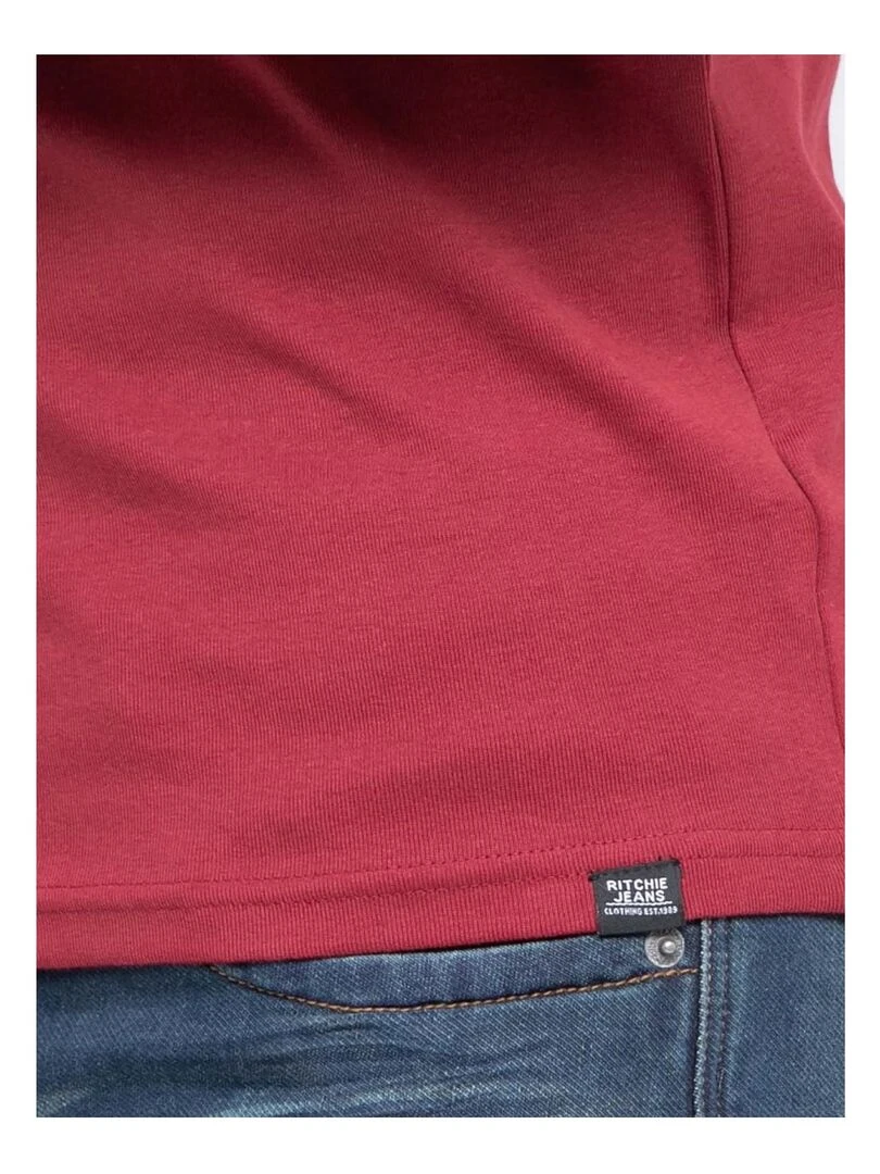 T shirt col rond pur coton organique WARRY   Bordeaux