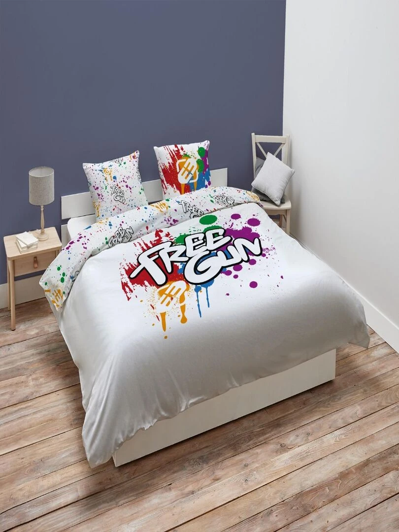 Housse de couette Freegun Paintcan 200x200 cm 100% Coton Blanc
