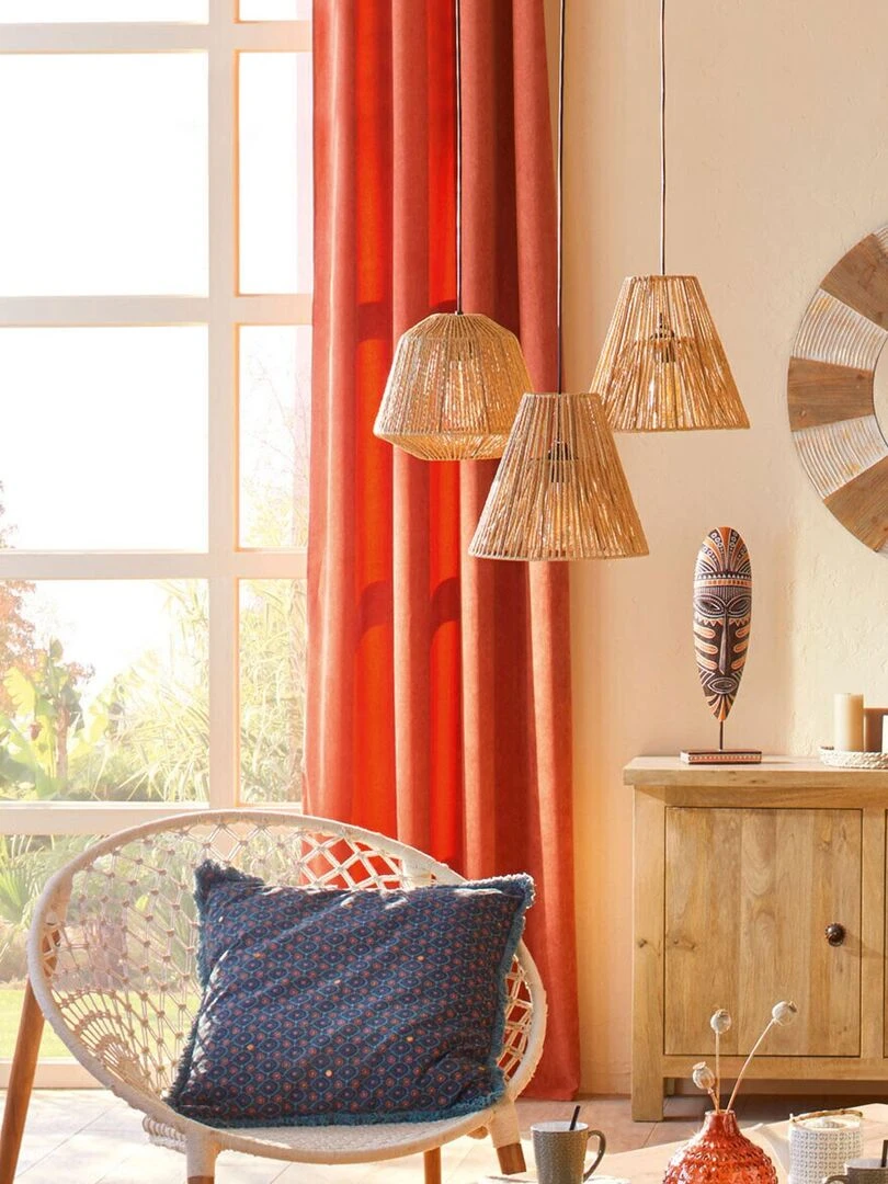 Rideau à l'aspect velours souple   Orange