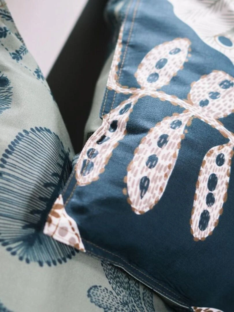 Housse de couette  Sunshine Leaves + taie(s) 100% coton 57 fils   Bleu