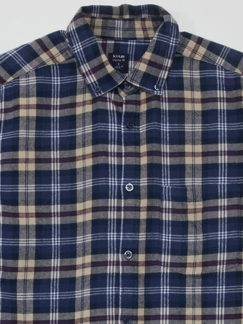 Chemise en flanelle à carreaux   Bleu/beige/rouge