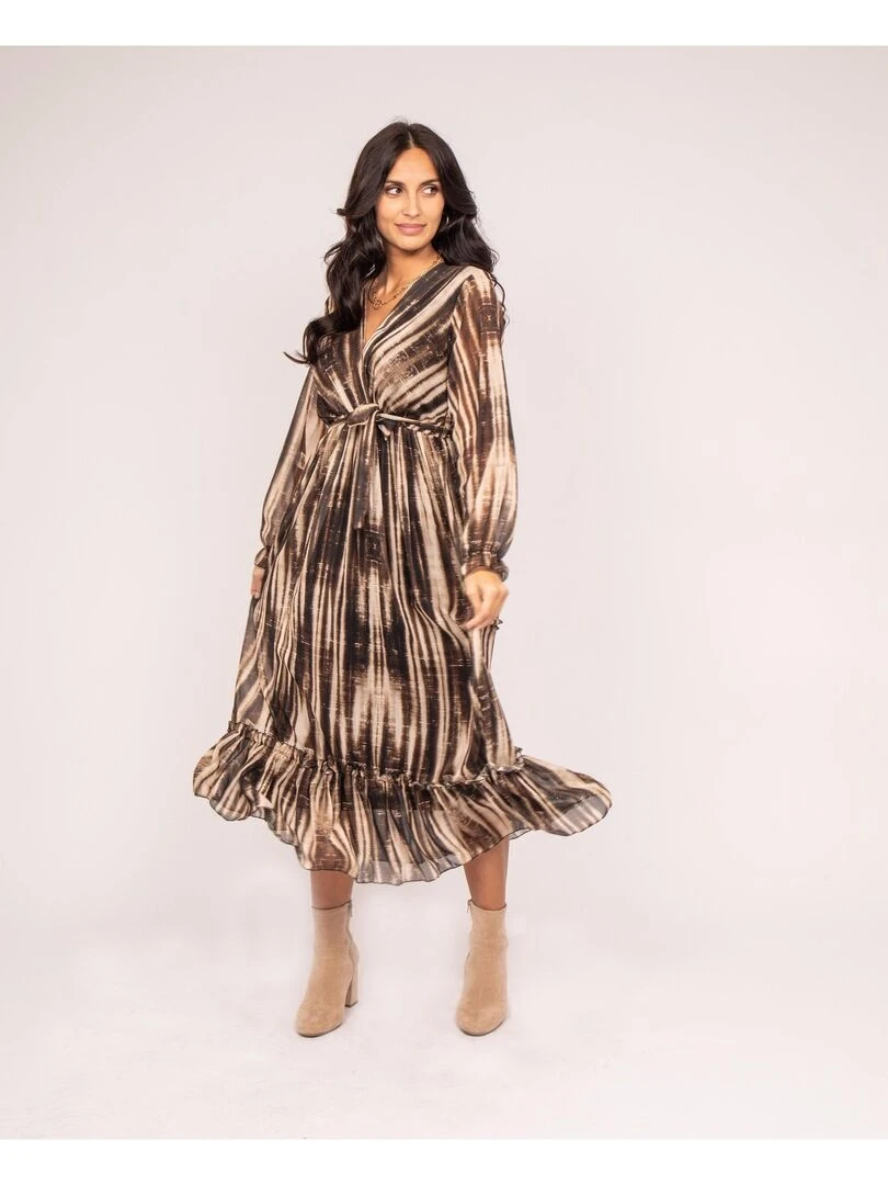 Robe longue motifs IZAN Beige