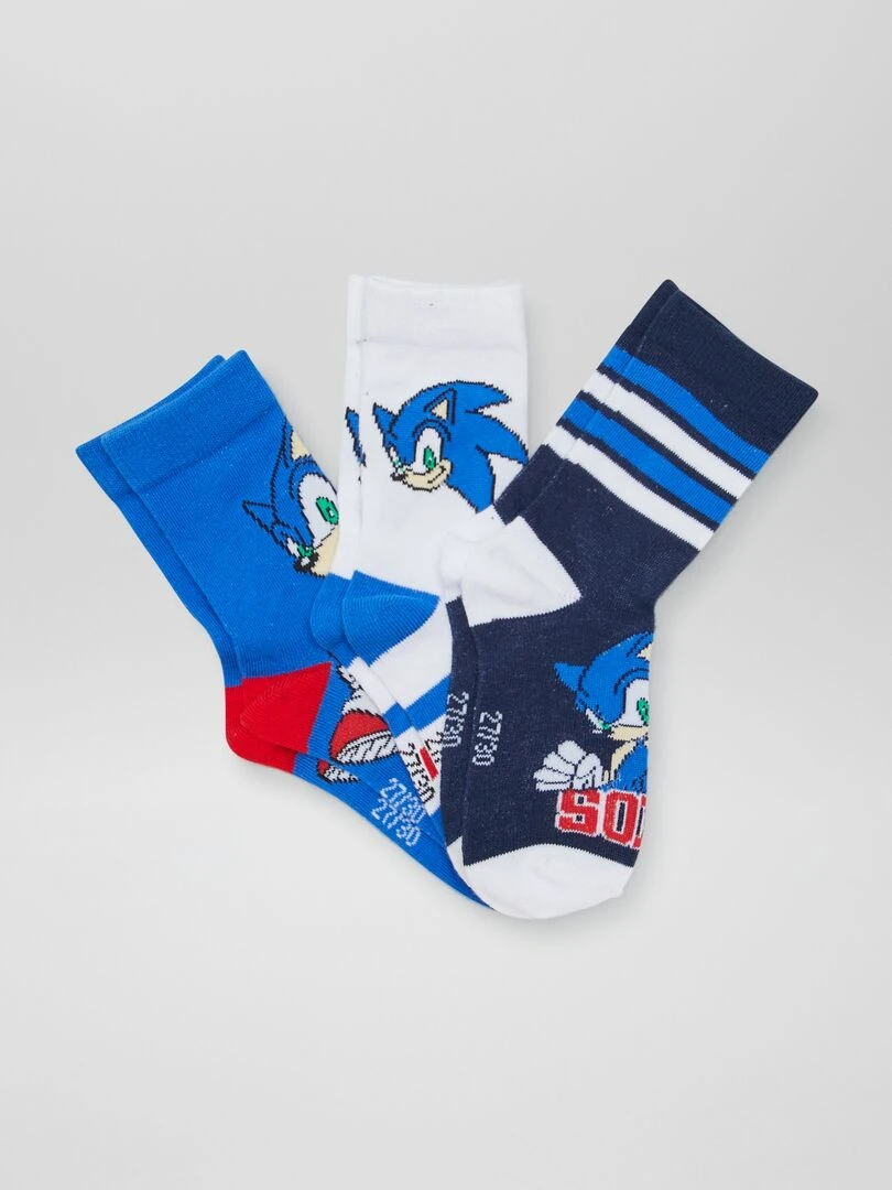 Lot de chaussettes 'Sonic' 3 paires Bleu/rouge