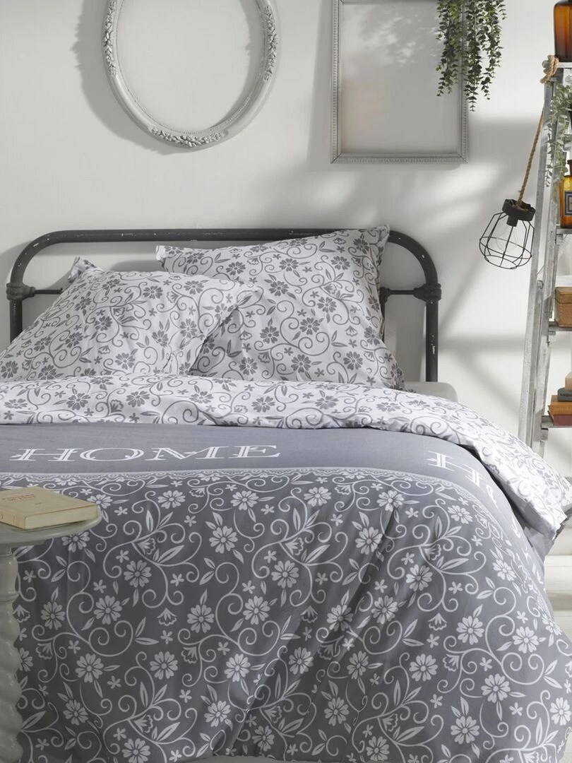 Parure de lit 2 personnes Gris