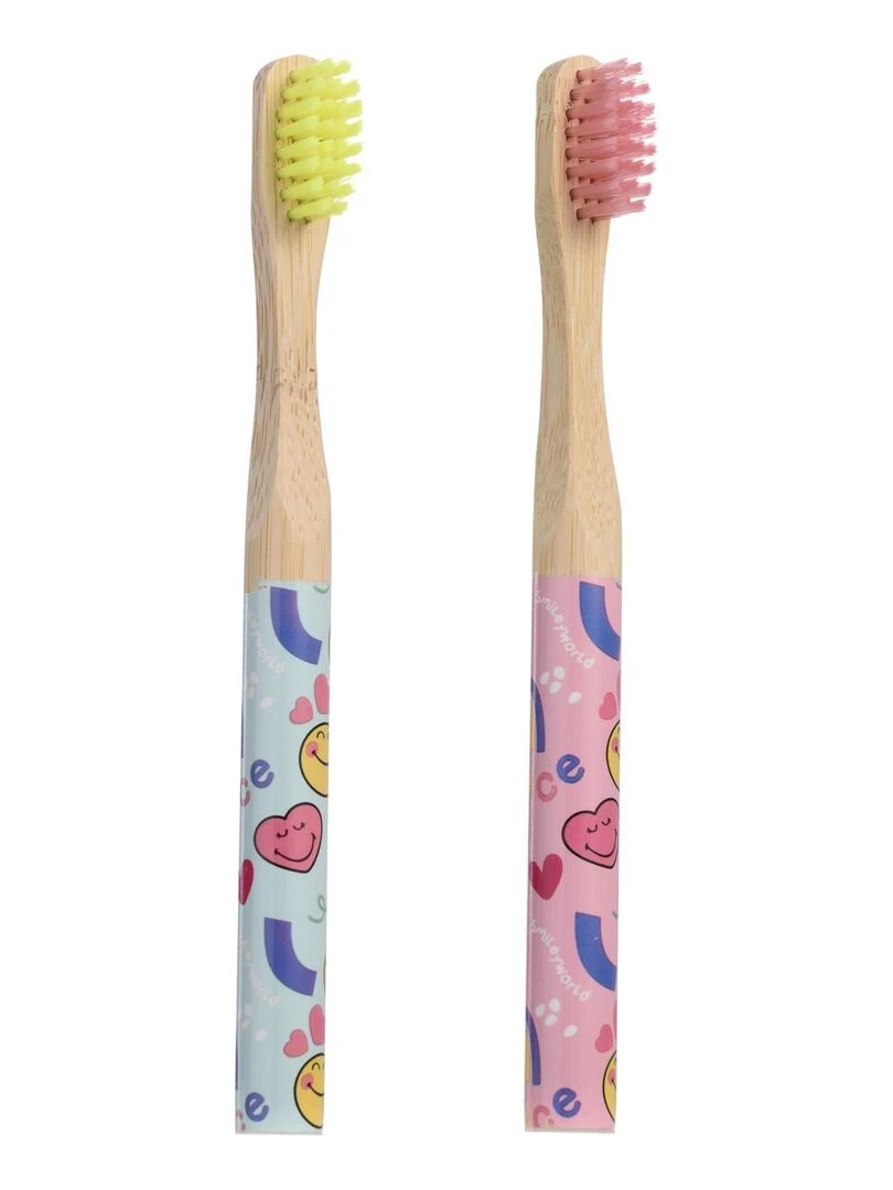 Smiley Set de 2 Brosses à Dents en Bambou N/A