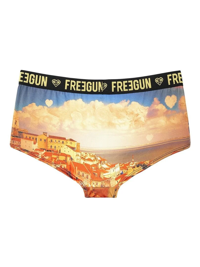 Lot de 2 shortys fille Romantic Cities Orange Freegun   Noir