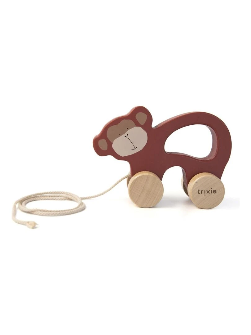 Jouet à tirer en bois Mr Monkey Trixie Marron caramel