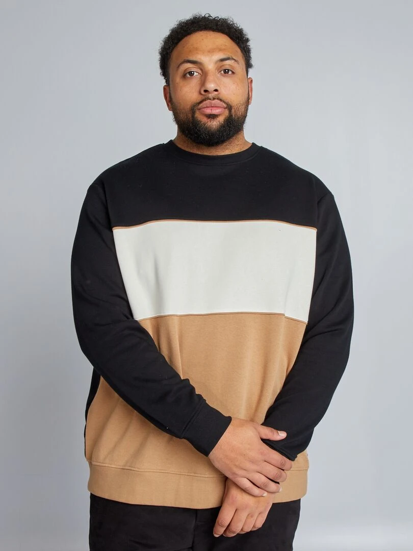 Sweat en molleton col rond Beige