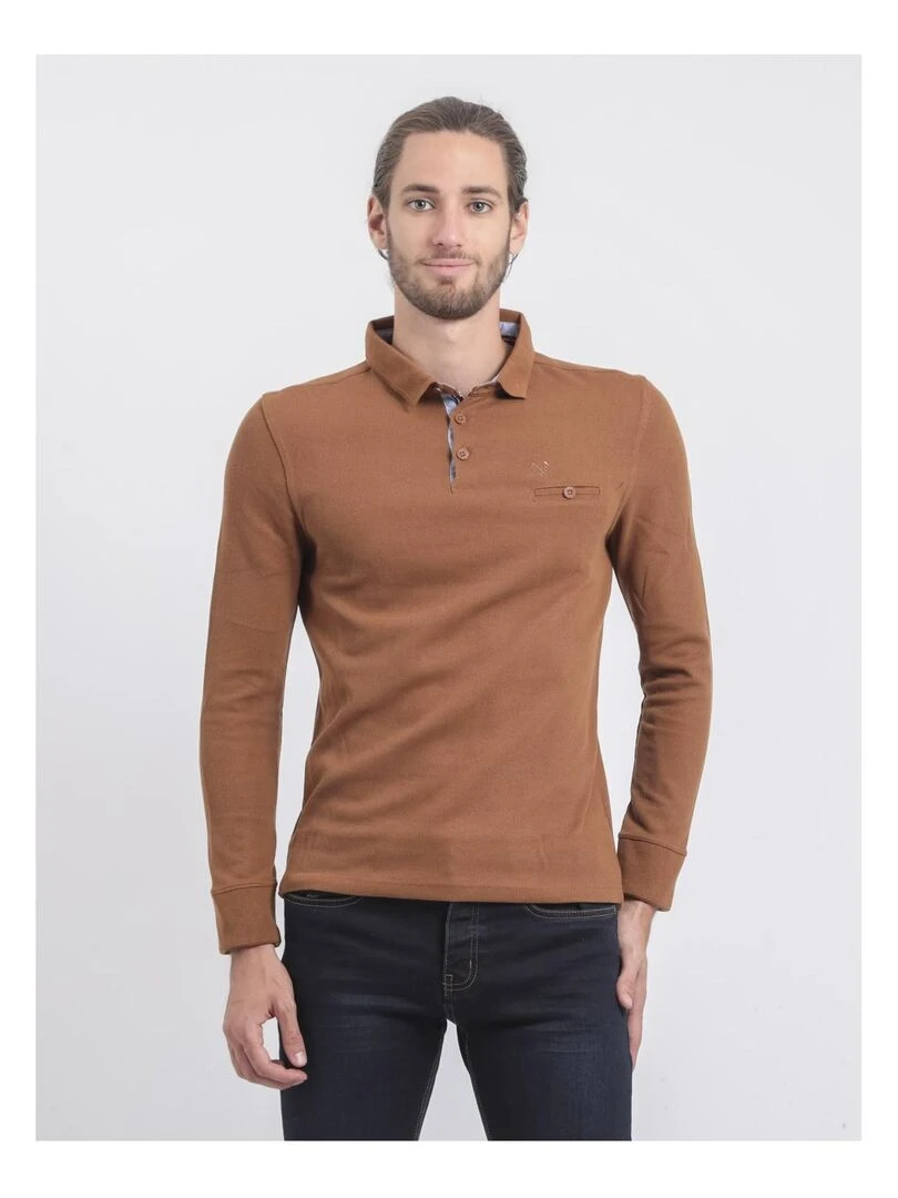 Pull fin col polo WILPARK Marron caramel