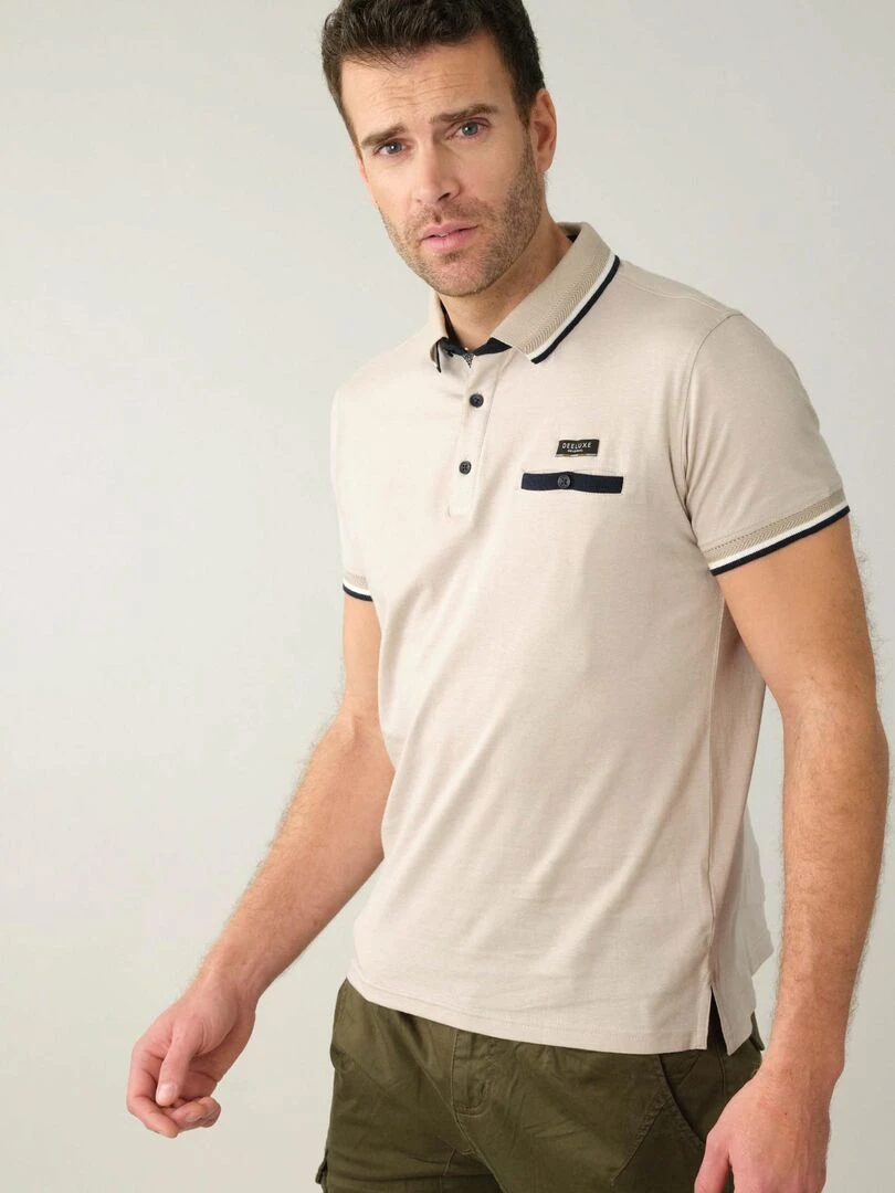 Polo en jersey pour homme 'Deeluxe'   Beige gris