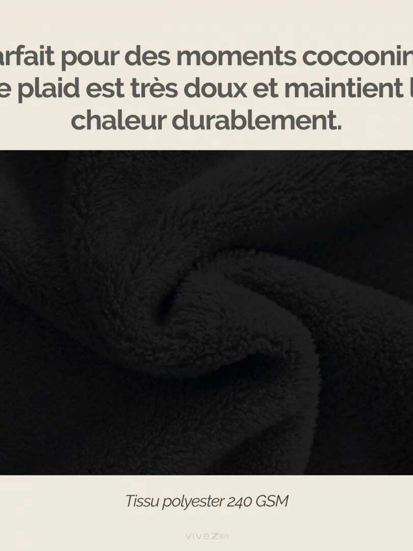 Couverture  plaid polaire en flanelle ultra doux   150 x 200 cm   Vivezen   Noir