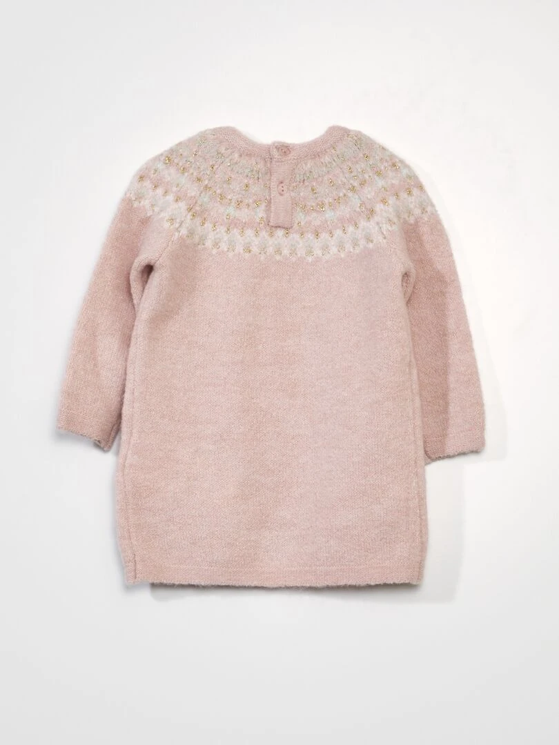 Ensemble robe jacquard + collants   Rose