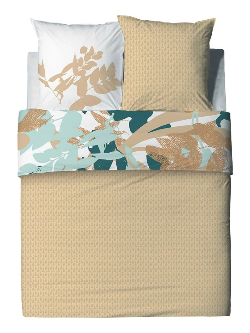 Housse de couette 260x240 Izia Fresh + 2 taies 100% coton 57 fils   Jaune