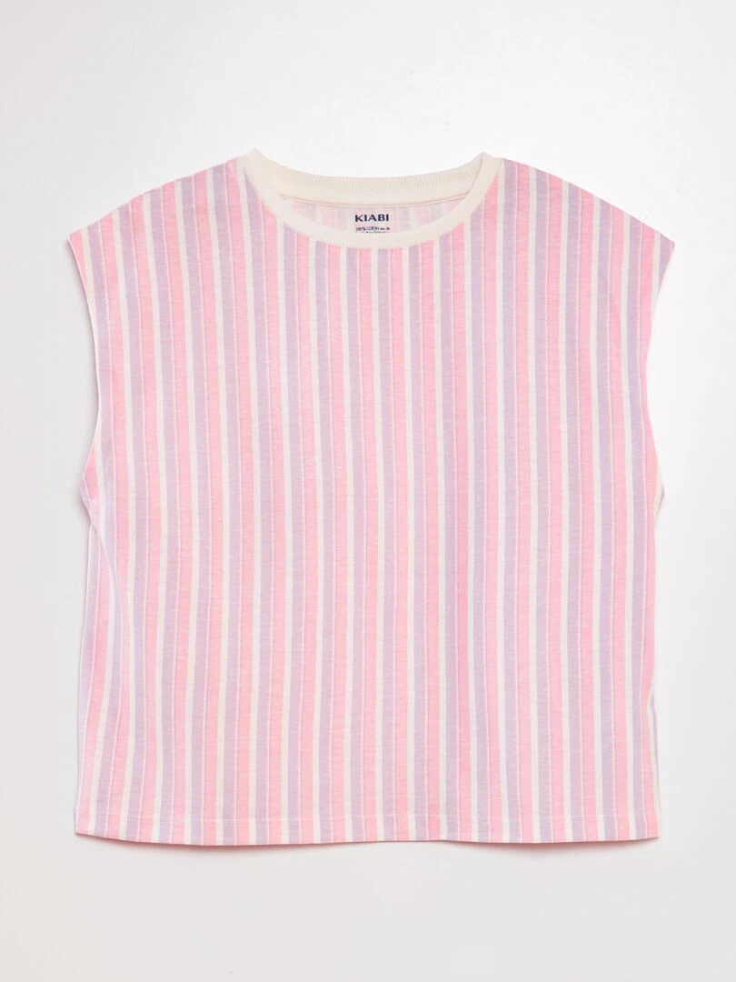 T shirt à emmanchures américaines Rose