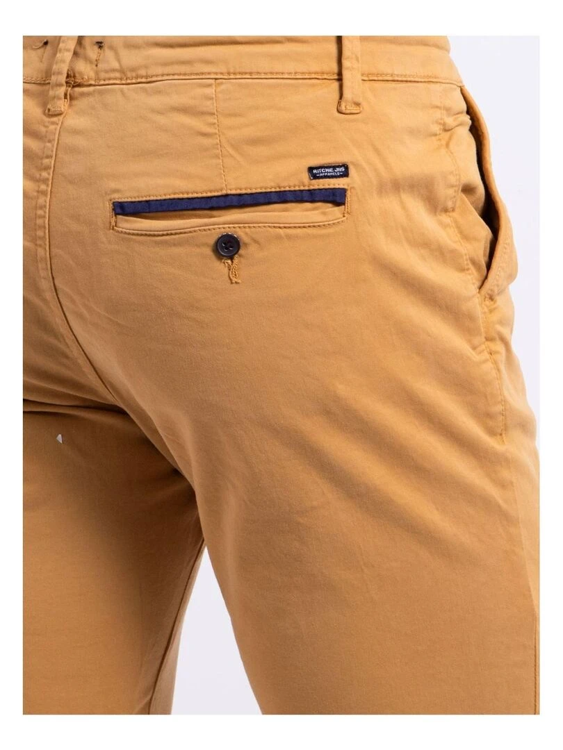 Pantalon chino coupe ajustée CARLTARO   Moutarde