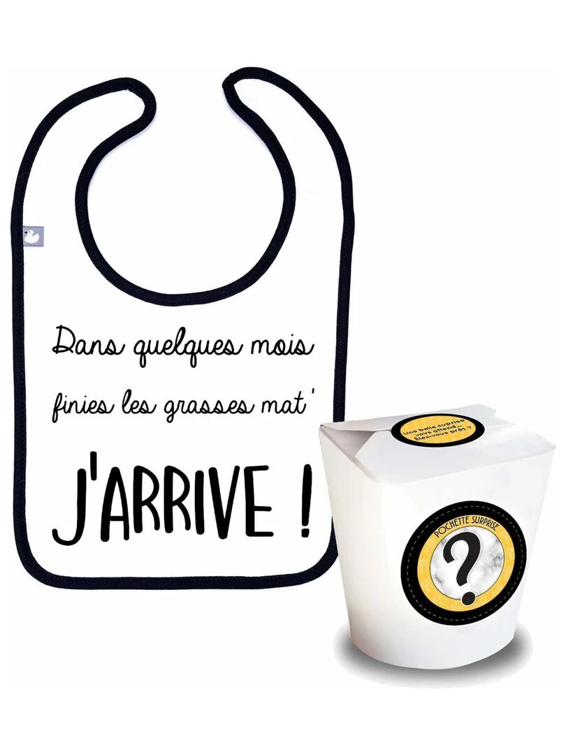 Pochette surprise annonce de grossesse J'arrive ! Blanc