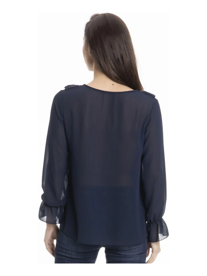 Chemise col tunisien CAROLE   Gérard Pasquier   Bleu marine