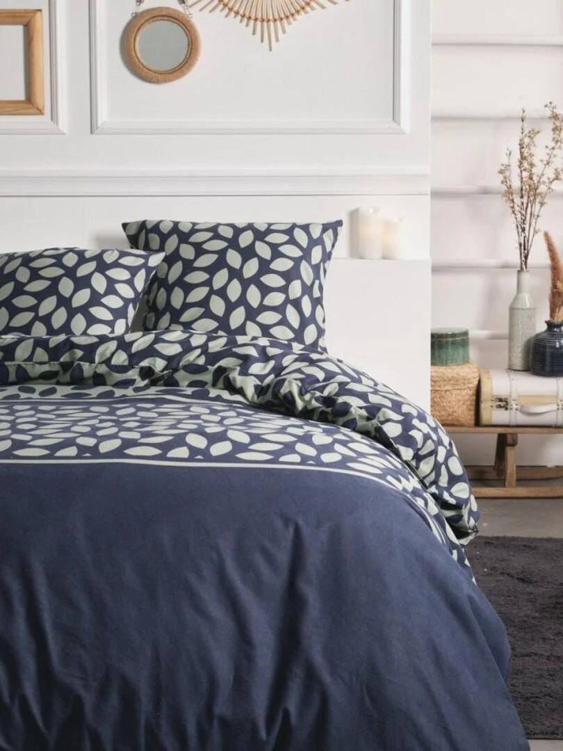 Housse de couette flanelle Today 2.17 + taie(s) 100% coton Bleu