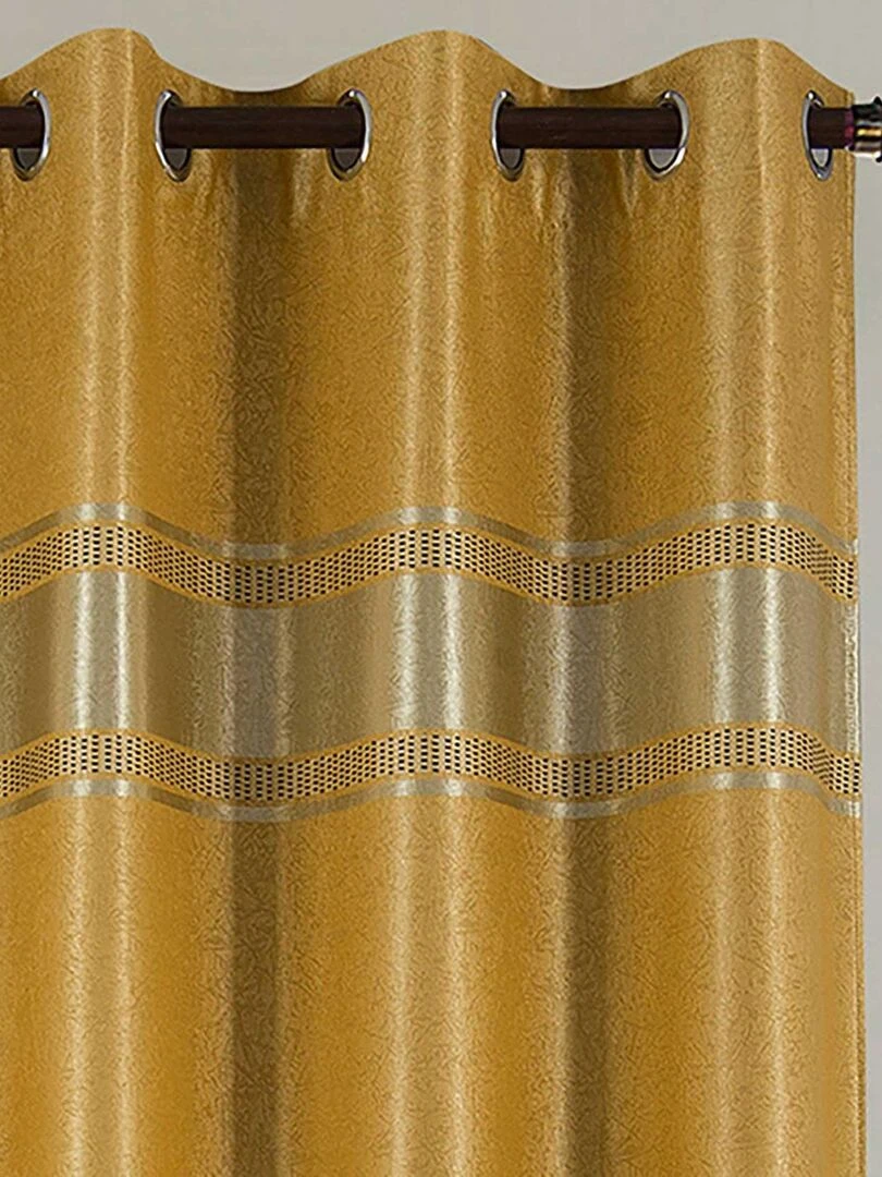 Paire de rideaux occultants au style ethnique Jaune moutarde