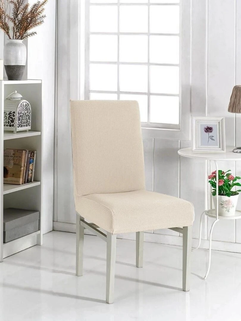 Lot de 8 Housses de chaise extensible Ecru Ecru