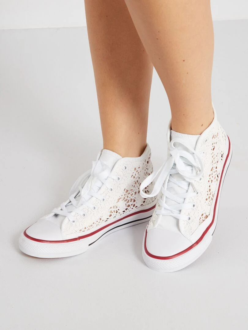 Baskets montantes en macramé   blanc