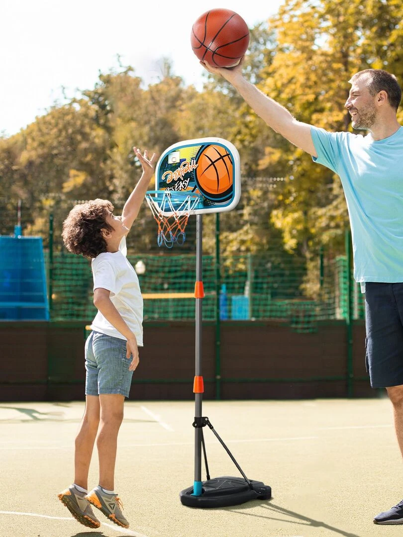 Panier de Basket Ball sur pied hauteur réglable 1 26 – 1 58 m + accessoires   Orange