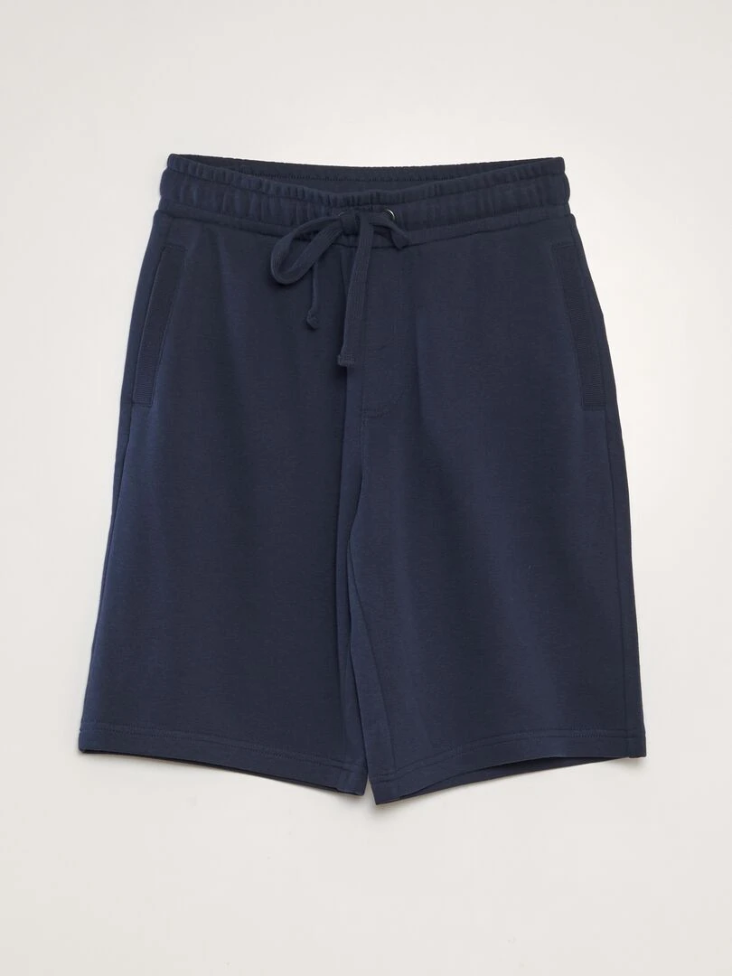 Short léger en molleton uni Bleu marine