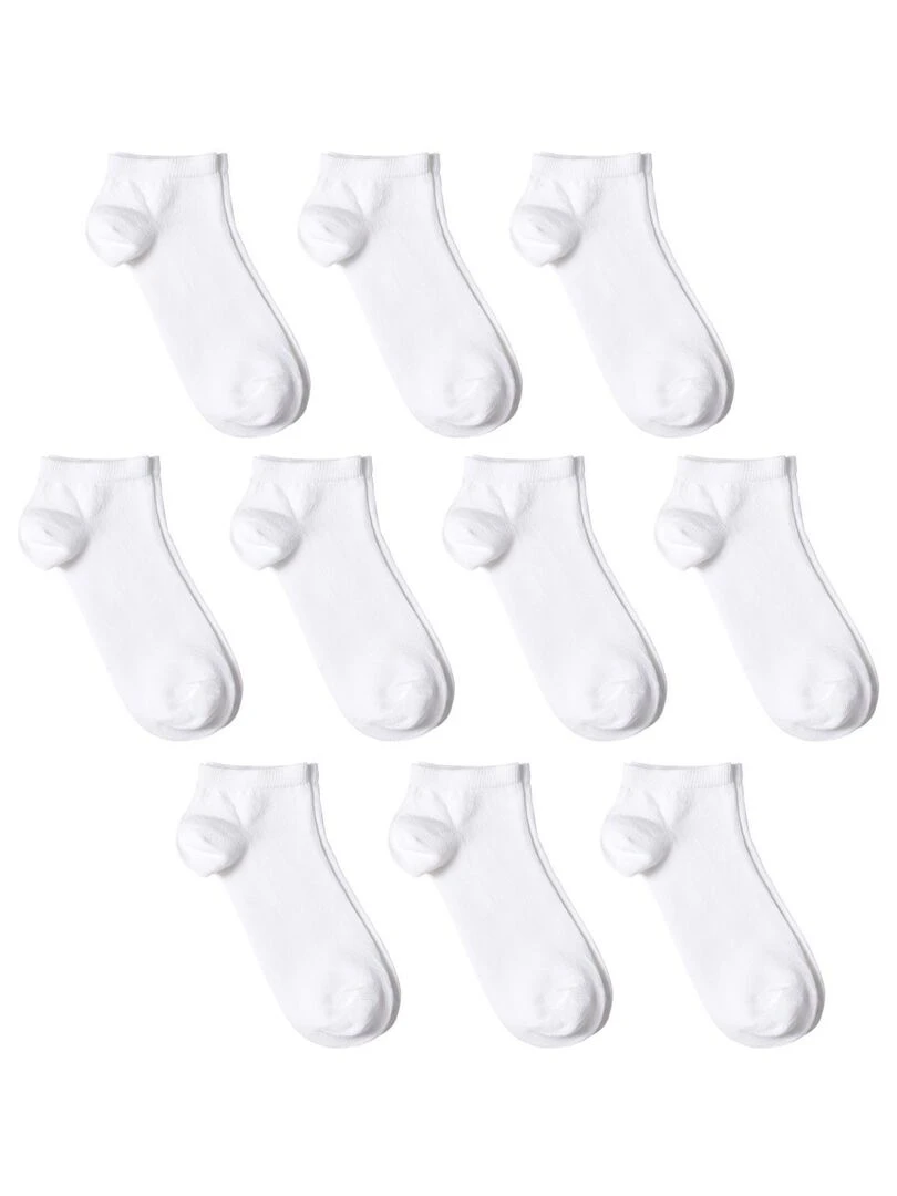 Socquettes Coton Prémium   Lot 10 Paires   Fabrication UE   Blanc
