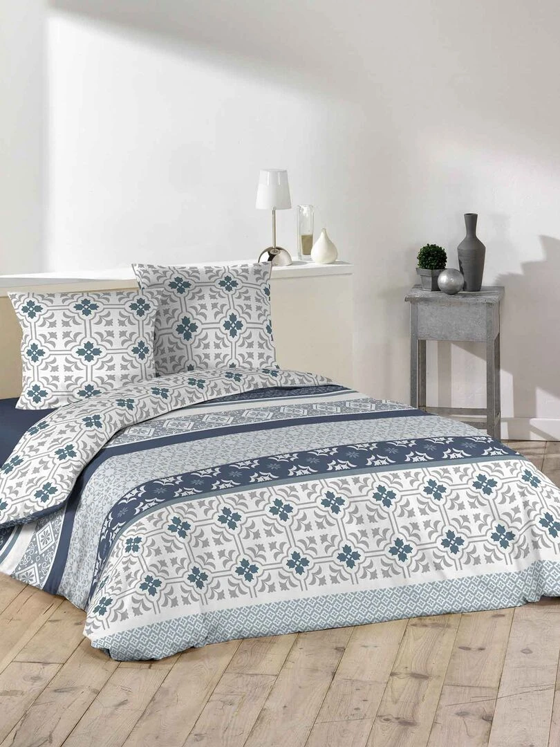 Housse de couette + taie microfibre Azuleros Gris