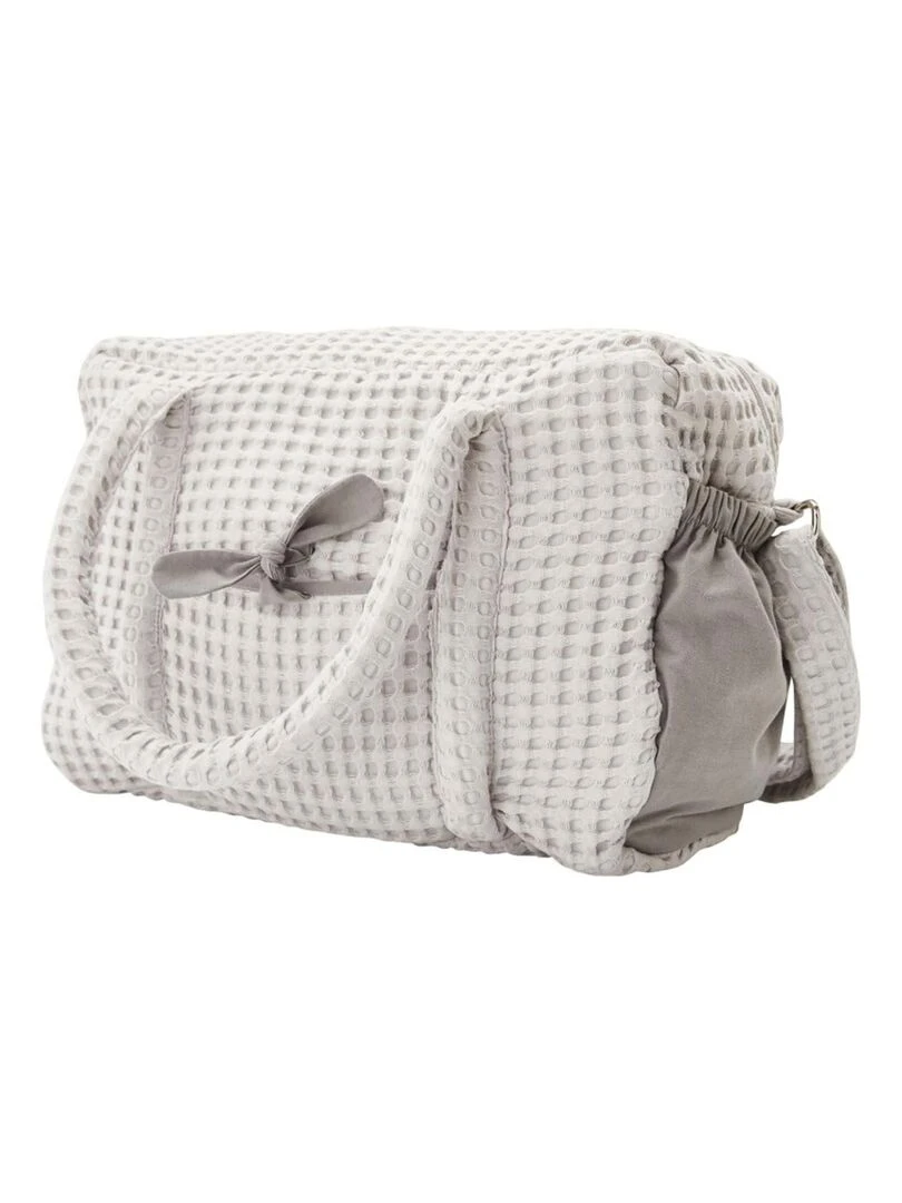 Sac à langer en coton gaufré   Gris