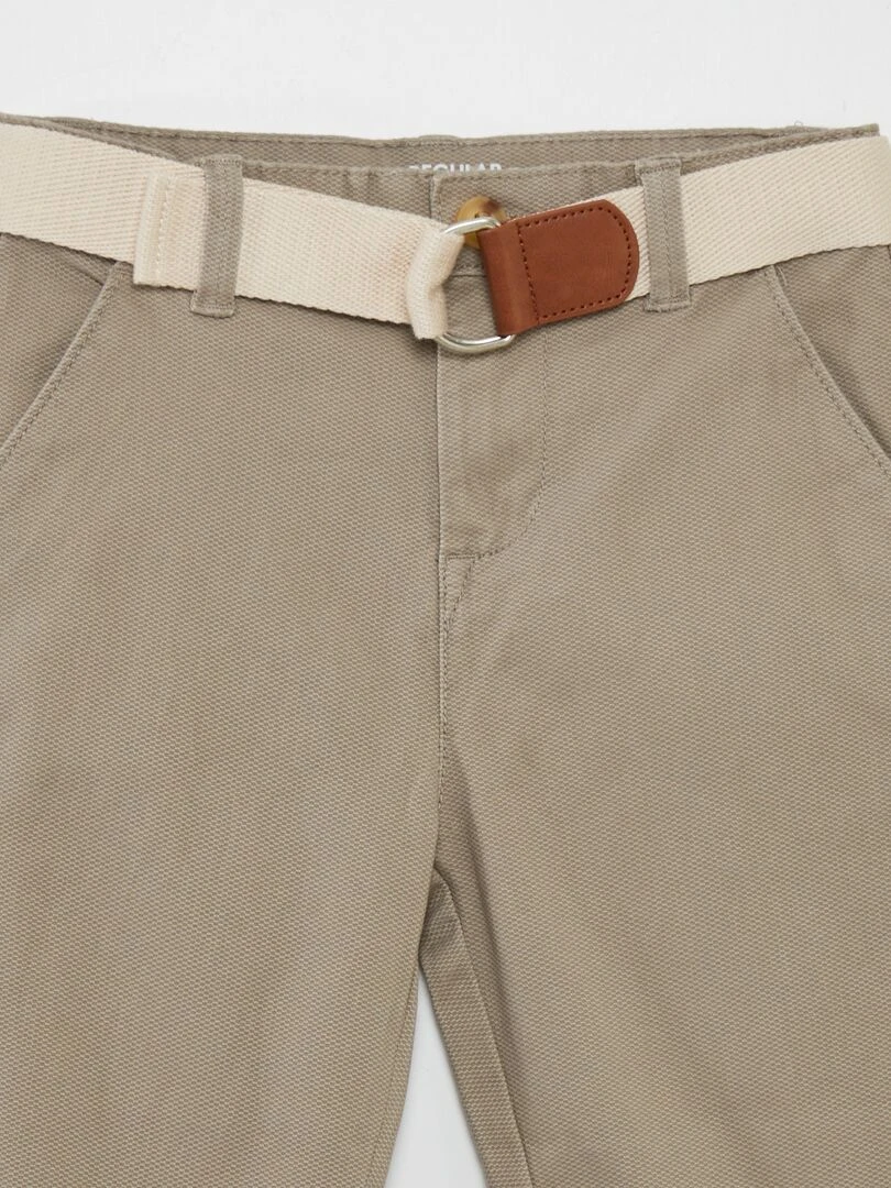 Pantalon chino en twill + ceinture   Gris