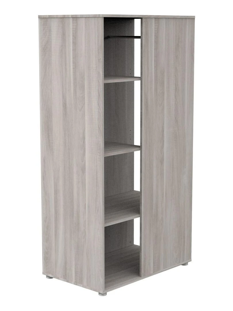 Meuble de rangement avec étagères et penderie en décor bois BABYPRICE Gris