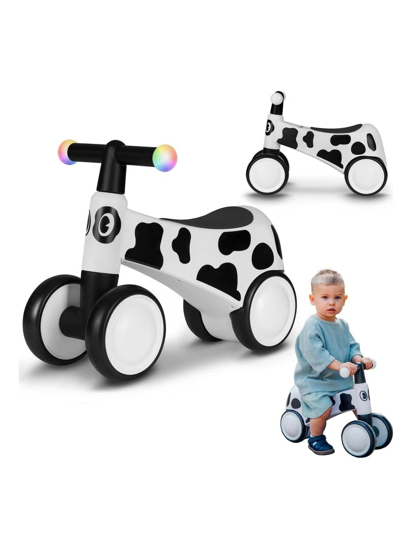 LIONELO Sammy Vélo enfant Draisienne à 4 Roues Lumières colorées 1 3 ans Jusqu'à 30 kg Blanc Noir